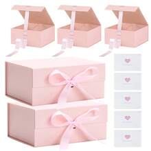 Caja de regalo de 9.5" X 7.1" X 4.3" con tapa, cinta y cierre magnético, adecuada para el Día de la Madre, dama de honor, cumpleaños, embalaje de regalo premium - rosa - Ver 16