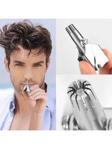 一套不锈钢多功能鼻毛修剪器 - 男女通用手动修剪 - 理想的个人护理用品，专业人士和旅行者的必备品，完美的生日礼物 - 鼻毛修剪器 - 查看 3