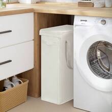 Tall Slim Laundry Hamper With Lid And Handles Narrow Laundry Basket Collapsible Dirty Clothes Hamper Portable Laundry Storage Bin Oxford 45L, Beige - 米色 - 查看 8
