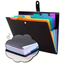 1pc Multipurpose File Folder, A4 Size, With 7 Labeled Pockets, Suitable For Letter Size Documents, Designed For Expanded File Storage, Ideal For School, Office And Home Organization. - Black - Rainbow Edition - View 8