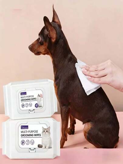 Pet Grooming Wet Wipes - Unscented - Ideal Pet Cleaning Wet Wipes For Body, Ears, Face And Skin, Suitable For Dogs & Cats - Hygienic Eye, Nose And Paw Care, Fabric Without Electricity, Disposable Pet Wet Wipes | Stackable Pet Wet Wipes, Gentle Pet Formula