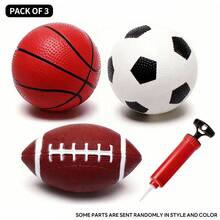 3pcs Sports Ball Toy Set, Including Mini Basketball, Soccer Ball, Rugby Ball, Suitable For Indoor & Outdoor Play, Sports & Leisure Games - Multicolor - View 11