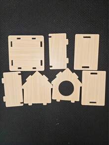 Mini-habitat ideal para hamsters, ratos e gerbos com menos de 5,5 cm (2,17 polegadas). Acessórios confortáveis para gaiola e plataformas de exercício. Cercado para animais de estimação. Abrigo compacto de madeira com telhado. - Tamanho Único - Ver 4