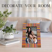 Retro Colorful Wooden Picture Frame For 5\X7\ Photo -  Frame Tabletop Display, Christmas Gifts For Friends & Families, Farmhouse Home & Office Decorations(Ve..Rtical)-A04 - Flerfärgad - Visa 4