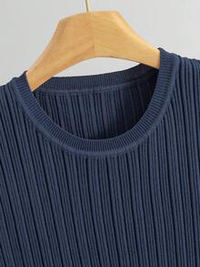 GIGOGOU 女士无袖棉质针织背心，配腰带，春夏休闲T恤 - 藍色 - 查看 7