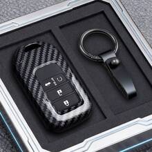 Ốp bảo vệ chìa khóa xe hơi bằng sợi carbon ABS cho Vezel City Civic Jazz BRV BR-V HRV, phụ kiện xe hơi. - Loại F 4 phím - Xem 21
