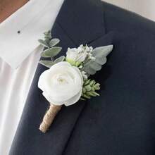 白色與藍色花卉花束婚禮配件，絲綢仿真玫瑰新娘伴娘花束，婚禮裝飾，居家婚禮派對求婚裝飾 - 彩色 - 查看 18