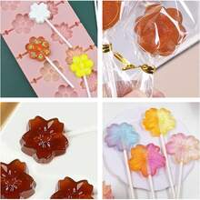 1个硅胶樱花模具，12孔棒棒糖模具（不含棒棒糖棍），可用于制作糖果、肥皂、蜡、树脂工艺品、DIY烘焙 - 淺粉色 - 查看 4
