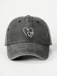 1pc Women's Embroidered Heart Washed Baseball Cap, Adjustable Outdoor Sun Protection Casual Hat Suitable For Spring, Autumn, Travel, Beach, Vacation. Y2K Style Unisex Sun Hat - Baseball Cap - View 22
