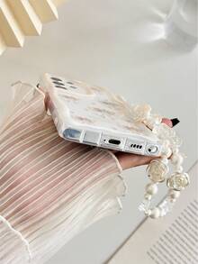 Bow-Knot Cream Textured Wavy Edge Glossy Bow Tie Painted Anti-Drop Phone Case With Beaded Bracelet Accessory, Compatible With IPhone 17pro/17Air /17/17promax16/11/16pro/16plus/16promax/16e/15Promax/13/14/12/XS/XR/7G/8P, Galaxy 11/12Pro/12/12X/13Pro/14Pro/15Pro/, 10/9/Note9/12c/Note11pro/Note8Pro - Multicolor - View 4