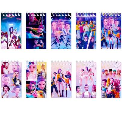 2本/5本/10本 女巫猎杀小组 恶魔猎杀队 韩流主题卡通动漫人物图案笔记本/便签本，便携式螺旋笔记本，24页，学习用品/办公用品/书写用品，可用作学生礼物、派对礼品、返校礼物、节日礼物 [款式随机发送]