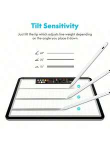 1pc Pencil Compatible With Apple 2018-2024 Publish,120 MAh Li-Ion Battery Faster Charge,PalmRejection,Tilt Sensitivity Compatible With Apple Pen, Stylus Pen Compatible With 10th /9/8/7/6th, Pro11/12.9/13/Inch M4, IPadAir 3/4/5/M2, Mini 5/6[No Magnetic Charging Function] - Multicolor - View 5