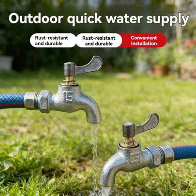 Malleable Cast Iron Quick-Open Faucet, Frost-Proof Cast Iron Faucet, Suitable For Rural Households, Gardens, Construction Sites And Other Outdoor Home Pipelines