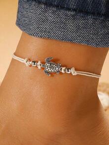 1pc New Retro-Style Hand-Woven Anklet Bracelet, Unisex, Summer Beach Fashion Accessory, Fashionable Accessories - 1pc - View 1