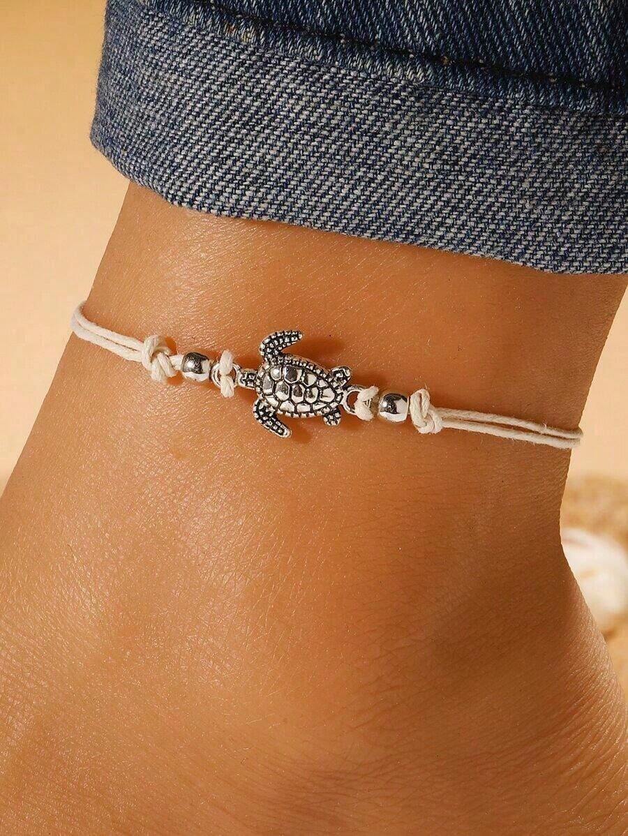 1pc New Retro-Style Hand-Woven Anklet Bracelet, Unisex, Summer Beach Fashion Accessory, Fashionable Accessories - 1pc - View 1