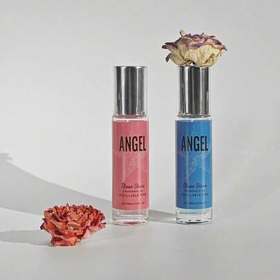 2瓶 x 10毫升 天使五芒星女士香水，清新东方花香调，融合柑橘、柠檬、茉莉、玫瑰、琥珀、麝香和木质香调，花香馥郁，不含酒精，适合约会、日常使用，也是一份独特的礼物。这款东方香氛持久留香，是女士香水中的佼佼者，也是最佳持久留香之选。迷你香水瓶，精美包装，是独特的送礼佳品。约会香水，散发女性魅力，优雅迷人，品质上乘，不含酒精。