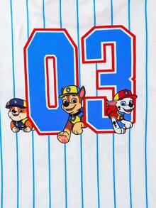 Paw Patrol 两件套汪汪队立大功男童套装，包含蓝色卡通小狗印花圆领短袖T恤和短裤，儿童夏季运动服，适合日常、休闲、度假、户外运动，也是一份不错的礼物。 - 藍色 - 查看 5