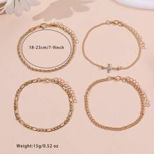 4条欧美金属风格合金水钻十字编织链手链，适合女性佩戴 - 十字架 - 查看 6