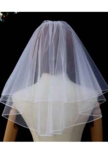 1pc Delicate Edged Plain Bridal Wedding Veil With Hair Comb, For Wedding Ceremony And Reception - White - View 3