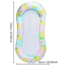 Pineapple Print Mesh Inflatable Pool Float Light Blue Plaid Lounge For Summer Water Fun - Pineapple - View 7