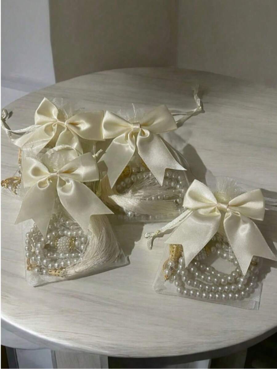 1件装99颗伊斯兰念珠手链，配蝴蝶结欧根纱礼品袋，手持式99颗念珠计数器，最佳礼品 - 多色 - 查看 1