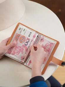 1Pc Password Lock Cash Savings Binder, Multi-Function Bill Storage Book, Cash Savings Booklet, Secure Cash Storage Organizer, 3-Digit Resettable Combination Lock, PU Leather Cover & Clear PVC Inner Pages, All-In-One Organizer For Bank Certificates, P - Grey - View 7