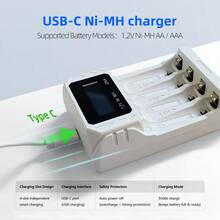 DN4 四槽独立液晶显示快速充电器：充电状态一目了然。这款家用电池充电站可同时或单独为 4 节 AA 或 AAA 镍氢/镍镉电池充电。 - 白色 - 查看 3