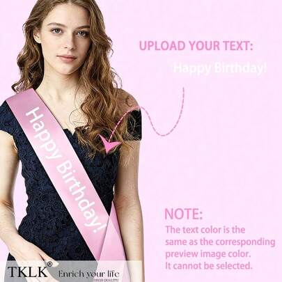 1 pieza Cinta de satén con texto personalizado, accesorio para fiestas - Adecuado para cumpleaños, despedida de soltera, próxima reina del cumpleaños, ceremonia de graduación, fiesta, vestido de graduación de escuela y universidad, material de seda