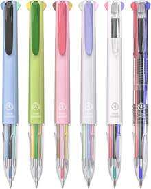 Multicolor Pens 4-In-1 Colored Ballpoint Pen 0.5mm Quick Dry Black Ink Pens Fine Point Smooth Writing Pens Cute Nurse Pens For Work 18 Colors 6PCS - Nhiều màu - Xem 1