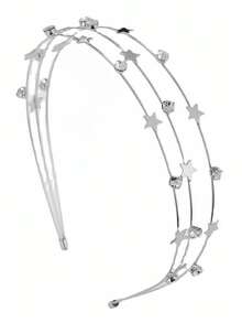 1pc Girls' Multilayer Star & Moon Metal Rhinestone Delicate Hair Hoop, High-End Headband For Daily Wear - Multicolor - View 10