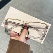 1副女士方形黑色金属镶嵌眼镜框，配透明镜片，时尚眼镜 - F - 查看 10