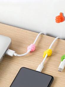 10 Stücke handgefertigte Gummi-Kabelclips - perfektes kleines Werkzeug zum Organisieren von Kabeln und Leitungen! (Zufällige Farben) - A - Übersicht 3