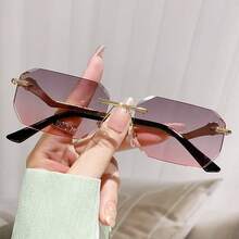 2026 New Frameless Leopard Print Temple Fashion Fashion Glasses, Small Square Versatile Design - Multicolor - View 14