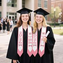 Pink Bow Graduation Sash Class Of 2026  Coquette Themed 2026 Senior High School College Graduation - 預設 - 查看 6