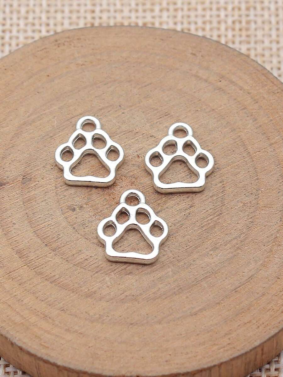 30pcs Dog Paw Shaped Pendant, Suitable For Jewelry DIY - Rhodium - View 1