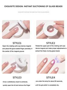Beginner Automatic Glass Bead Cat Eye Magnetic Tool, Super Strong Magnetic Multi-Function Wide Beam Cat Eye Nail Polish Gel Glitter Pressing Long-Lasting DIY Beauty Gift For Women - Multicolor - View 6