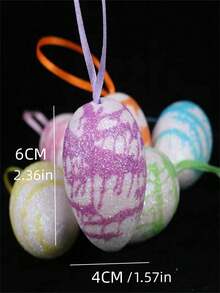 6pcs Foam Material Random Color Easter Eggs Decorations, Party Favors - View 3