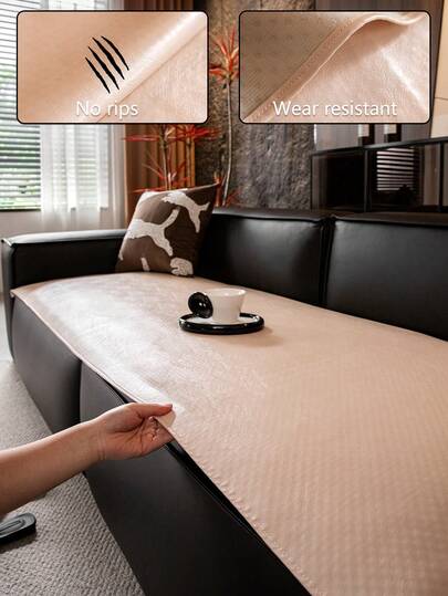 1pc Fashion Luxury Tech Fabric Sofa Cover, Minimalist Solid Color Design, Scratch-Resistant, Anti-Slip, Dust-Proof, Stain-Resistant, Pet-Friendly, Decorative And Protective For Bedroom, Study, Dining Room And Living Room, Fits 1/2/3/4 Seater Sofa, Machine Washable, Hand Washable And Dry Cleanable, All Season Use