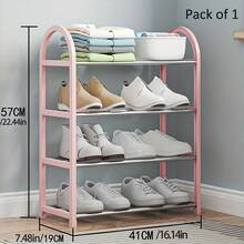 1pc Simple Shoe Rack, Multi-Functional Metal Shoe Organizer, Dust-Proof Shoe Storage Shelf For Home Entryway, Dorm, Black/White - View 8