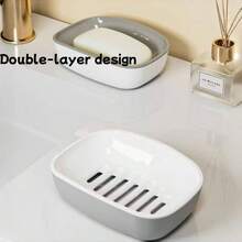 1pc Soap Dish, Double-Layer Drainage, Automatic Drain, Easy To Clean, Suitable For Home Bathroom And Kitchen, High-End And Stylish - Multicolor - View 10