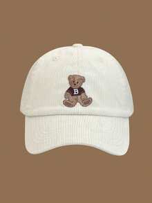 1pc Retro Cute Embroidered Bear Adjustable Baseball Cap, Suitable For Hiking, Travel, Outdoor Camping, Unisex Fashion Accessory, Holiday Gift - Multicolor - View 6