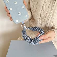 Cute Gingham Patterned 1pc INS Style Patterned Phone Lanyard, Elastic Cord, Cute Girl Wrist Strap, Anti-Lost CCD Keychain Pendant Spring Gift - Multicolor - View 7