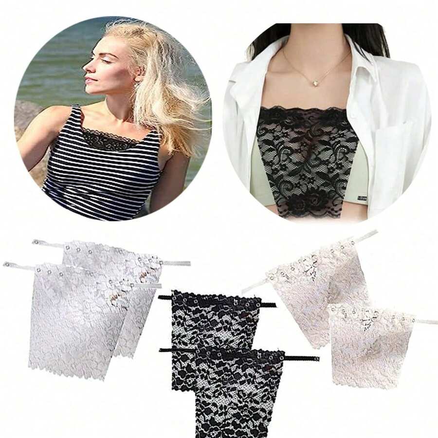 1pc Women's Black Lace Striped Pattern Detachable Washable Polyester Fiber Bra Pad Accessory, Bathroom Accessory, Crochet Christmas Gift, Room Decor