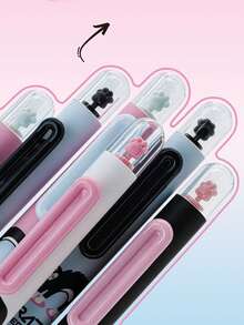 3支装牛猫图案中性笔，0.5毫米速干黑色墨水，创意猫爪设计办公用品 - 預設 - 查看 3