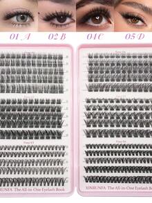 3 PiecesEyelash Kit: Faux Mink False Lashes (Natural/Volume) + Glue + Tweezers | Sensitive Eyes, Beginner-Friendly, Reusable - Black - View 3