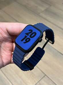 1条男女通用液态硅胶运动风磁吸智能手表表带，兼容 42mm、38mm、40mm、41mm、44mm、45mm、46mm、49mm，时尚智能手表替换表带，适用于Series Ultra2、Ultra SE2、SE 11、10、9、8、7、6、5、4、3、2、1，适合作为学生返校礼物 - 寶藍色 - 查看 7
