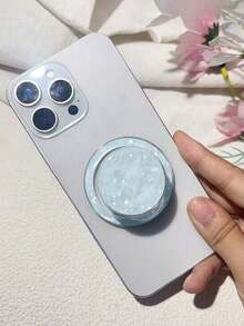 Adjustable Mother Of Pearl Element Slide Colorful Pattern Magnetic Cushion Phone Holder, Shiny Texture Phone Stand, Makeup Mirror Compact Design Spring Gift - Multicolor - View 7
