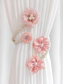 1入花朵珍珠窗簾繫帶，創意多功能帶飾，薄紗窗簾收納夾，裝飾和配件繩帶 - 彩色 - 查看 12