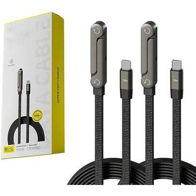 2 In 1 Invisible Holder Charger Cable With Stand,240W Braided USB C To USB C Cable Fast Charging With Folding Phone Stand,For Smartphones Tablets Phone (C To C-2Pcs)