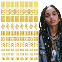 100pcs Dreadlock Hair Extension Rings, Hollow Dreadlock Bead Hair Accessories - Gold - View 7